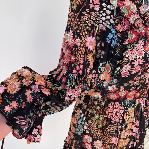 Ted Baker Hendria Ruffle-Trim Mini Dress floral print viscose size 0 or 2 - Picture 4 of 14